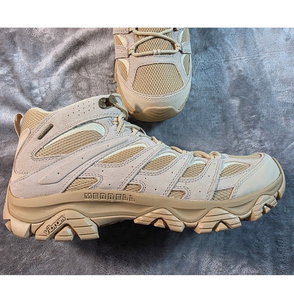 Merrell Moab 3 Mid Waterproof Hiking Boots Mens 13 Latte Suede Vibram NWOB